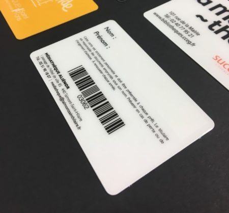 Carte PVC code barre