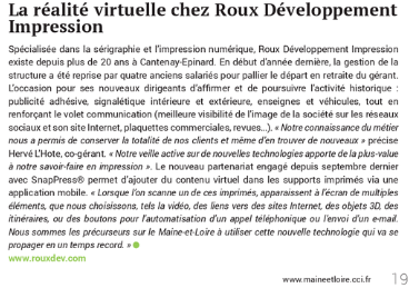 Article Anjou éco Roux Dev