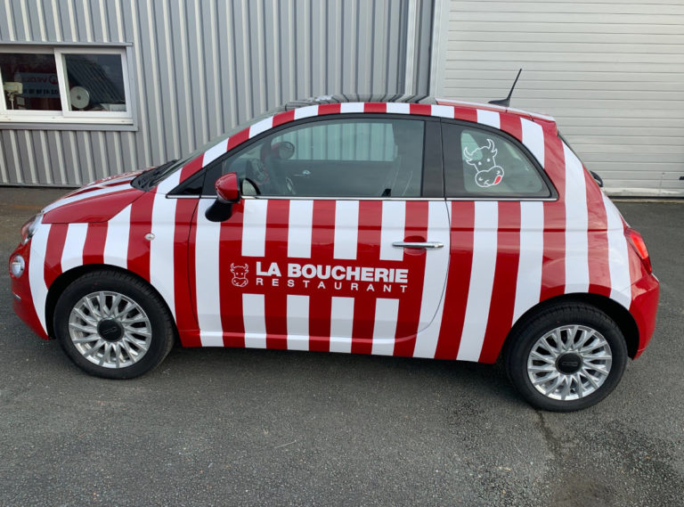 marquage vehicule boucherie fiat 500